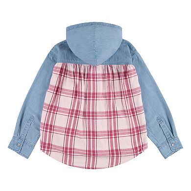 Girls 7-16 Levi's® Denim & Plaid Button-up Hooded Shirt