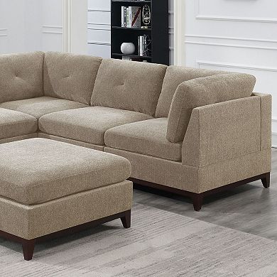 F.c Design 6pc Corner Sectional Couch Chenille Fabric Modular Living Room Furniture With Ottoman