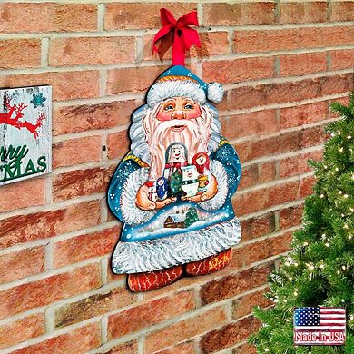 Santa with Matreshka Christmas Door Decor by G. DeBrekht - Christmas Santa Snowman Decor