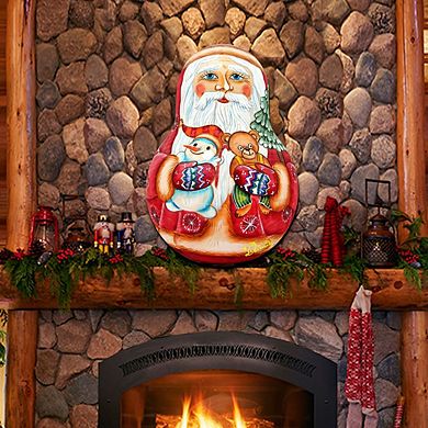 Santa Doll Christmas Door Decor by G. DeBrekht - Christmas Santa Snowman Decor