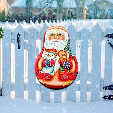 Santa Doll Christmas Door Decor by G. DeBrekht - Christmas Santa Snowman Decor