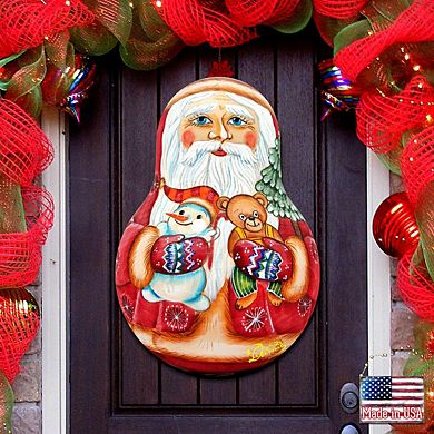 Santa Doll Christmas Door Decor by G. DeBrekht - Christmas Santa Snowman Decor