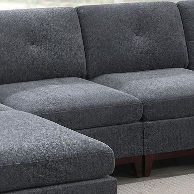 F.c Design 6pc Set U-sectional Couch Chenille Fabric Modular Sectional Living Room Furniture Ottoman