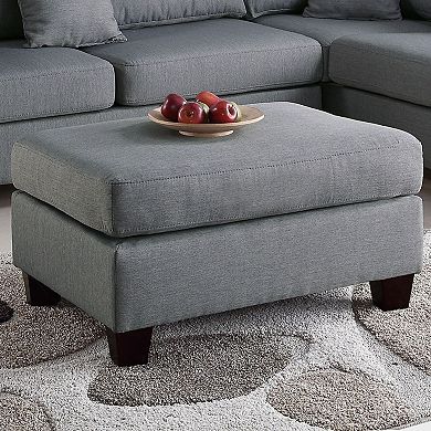 F.c Design 3pcs Reversible Chaise Sectional Sofa & Ottoman Set Polyfiber Linen Fabric Cushion Couch