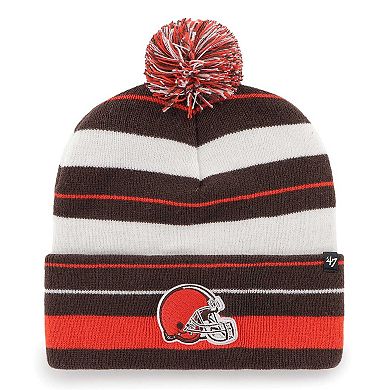 Men's '47 Brown Cleveland Browns Powerline Cuffed Knit Hat with Pom