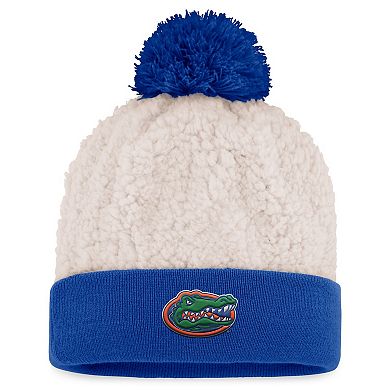 Women's Top of the World Cream Florida Gators Grace Sherpa Cuffed Knit Hat with Pom