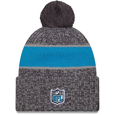 Men's New Era  Gray Carolina Panthers 2023 Sideline Sport Cuffed Pom Knit Hat