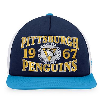 Men's Fanatics Branded Navy/Light Blue Pittsburgh Penguins Heritage Vintage Foam Front Trucker Snapback Hat