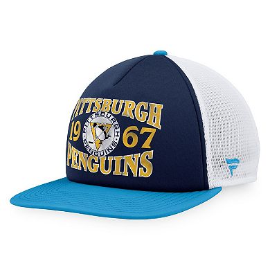 Men's Fanatics Branded Navy/Light Blue Pittsburgh Penguins Heritage Vintage Foam Front Trucker Snapback Hat
