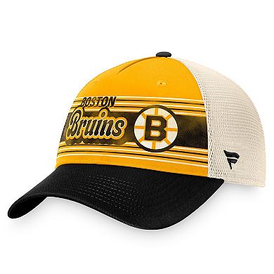 Men's Fanatics Branded Gold/Black Boston Bruins Heritage Vintage Trucker Adjustable Hat