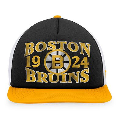 Men's Fanatics Branded Black/Gold Boston Bruins Heritage Vintage Foam Front Trucker Snapback Hat