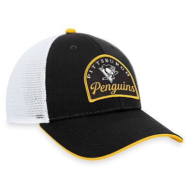 Men's Fanatics Branded Black/White Pittsburgh Penguins Fundamental Adjustable Hat