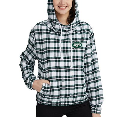 Women's Concepts Sport Green/Black New York Jets Sienna Flannel Long Sleeve Hoodie Top