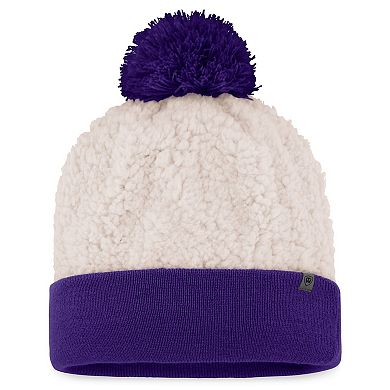 Women's Top of the World Cream LSU Tigers Grace Sherpa Cuffed Knit Hat with Pom