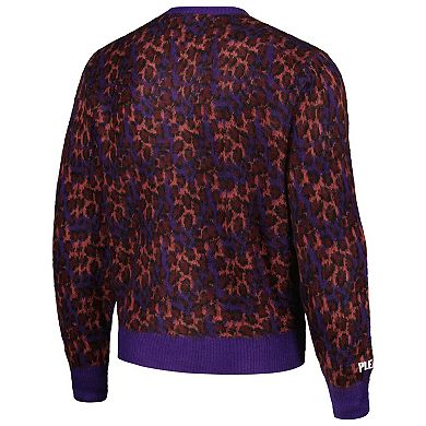 Men's Purple Chicago Cubs Cheetah Cardigan Button-Up Sweater