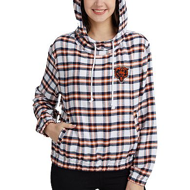 Women's Concepts Sport Navy/Orange Chicago Bears Sienna Flannel Long Sleeve Hoodie Top