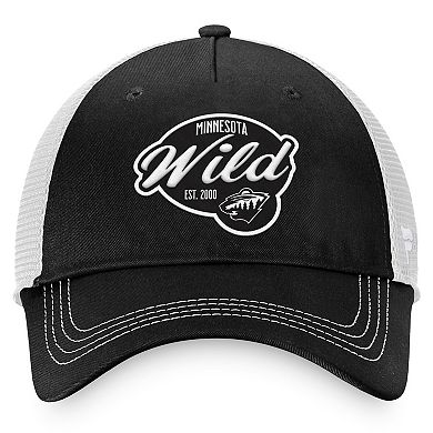 Women's Fanatics Branded Black/White Minnesota Wild Fundamental Trucker Adjustable Hat