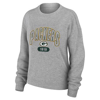Women's WEAR by Erin Andrews  Heather Gray Green Bay Packers Plus Size Knitted Tri-Blend Long Sleeve T-Shirt & Pants Lounge Set
