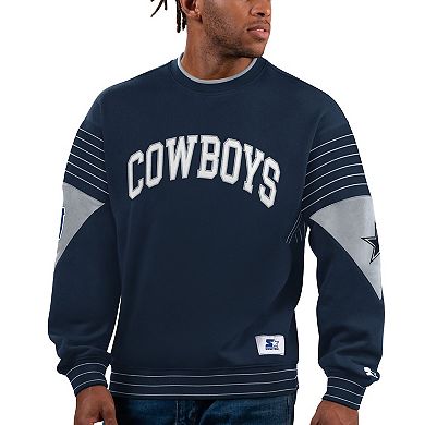 Men's Starter Navy Dallas Cowboys Face-Off Pullover Sweatshirt