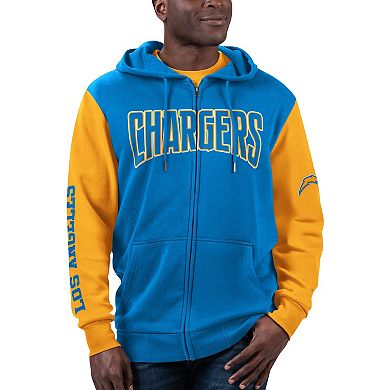 Men's G-III Sports by Carl Banks Powder Blue/Gold Los Angeles Chargers T-Shirt & Full-Zip Hoodie Combo Set