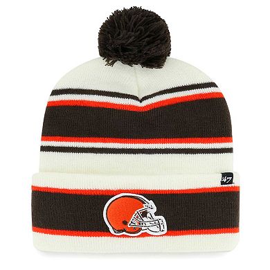 Youth '47 White Cleveland Browns Stripling Cuffed Knit Hat with Pom