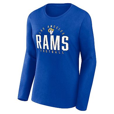 Women's Fanatics Branded Royal Los Angeles Rams Plus Size Foiled Play Long Sleeve T-Shirt