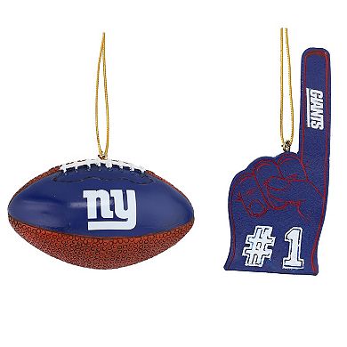 The Memory Company New York Giants Football & Foam Finger Ornament Two-Pack
