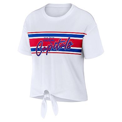 Women's WEAR by Erin Andrews White Washington Capitals Front Knot T-Shirt