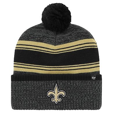 Men's '47 Black New Orleans Saints Fadeout Cuffed Knit Hat with Pom