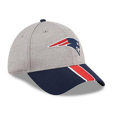 Men's New Era Heather Gray/Navy New England Patriots Striped 39THIRTY Flex Hat