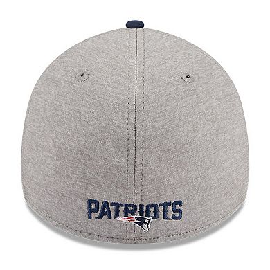 Men's New Era Heather Gray/Navy New England Patriots Striped 39THIRTY Flex Hat