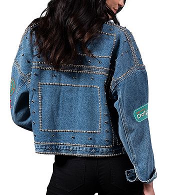 Women's G-III 4Her by Carl Banks Miami Dolphins First Finish Medium Denim Full-Button Jacket
