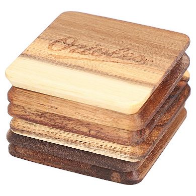 The Memory Company Baltimore Orioles 6-Pack Acacia Wood Coaster Set