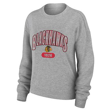 Women's WEAR by Erin Andrews Heather Gray Chicago Blackhawks Knit Long Sleeve Tri-Blend T-Shirt & Pants Sleep Set