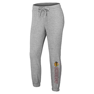 Women's WEAR by Erin Andrews Heather Gray Chicago Blackhawks Knit Long Sleeve Tri-Blend T-Shirt & Pants Sleep Set