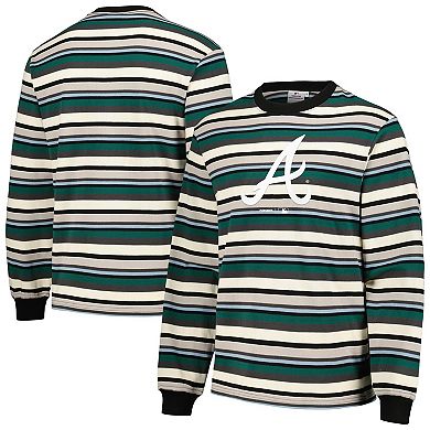 Men's PLEASURES Cream/Green Atlanta Braves Ballpark Long Sleeve T-Shirt