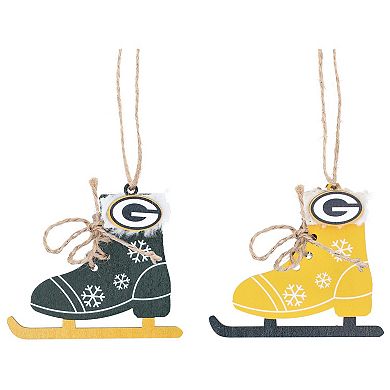 The Memory Company Green Bay Packers Two-Pack Ice Skate Ornament Set