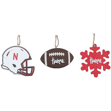 The Memory Company Nebraska Huskers Three-Pack Helmet, Football & Snowflake Ornament Set