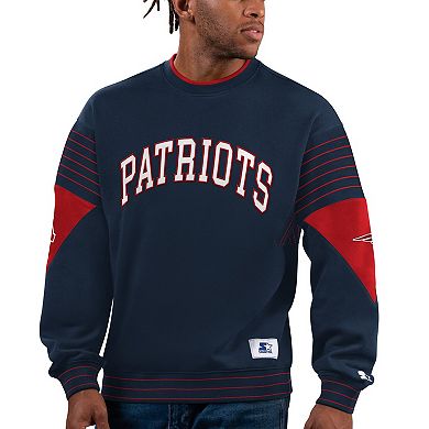 Men's Starter Navy New England Patriots Face-Off Pullover Sweatshirt