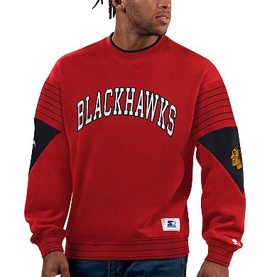 Men's Starter  Red Chicago Blackhawks Faceoff Pullover Sweatshirt