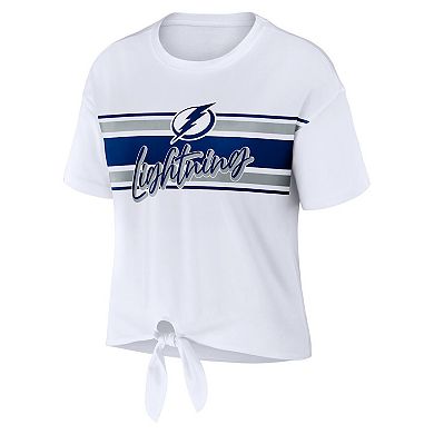 Women's WEAR by Erin Andrews White Tampa Bay Lightning Front Knot T-Shirt