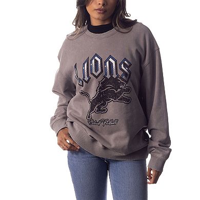 Unisex The Wild Collective  Gray Detroit Lions Distressed Pullover Sweatshirt