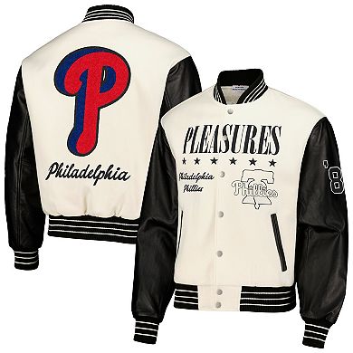 Men's White Philadelphia Phillies Full-Snap Varsity Jacket