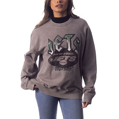 Unisex The Wild Collective  Gray New York Jets Distressed Pullover Sweatshirt