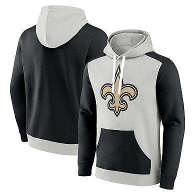 Men's Fanatics Branded Silver/Black New Orleans Saints Big & Tall Team Fleece Pullover Hoodie