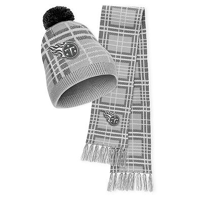 Women's WEAR by Erin Andrews Tennessee Titans Plaid Knit Hat with Pom & Scarf Set