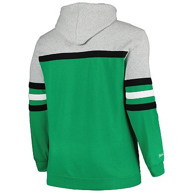 Men's Mitchell & Ness  Heather Gray/Kelly Green New York Jets Big & Tall Head Coach Pullover Hoodie
