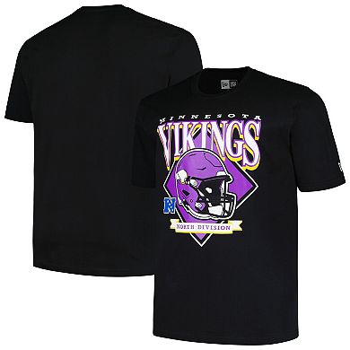 Men's New Era  Black Minnesota Vikings Big & Tall Helmet T-Shirt