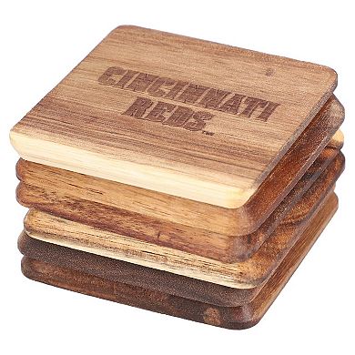 The Memory Company Cincinnati Reds 6-Pack Acacia Wood Coaster Set