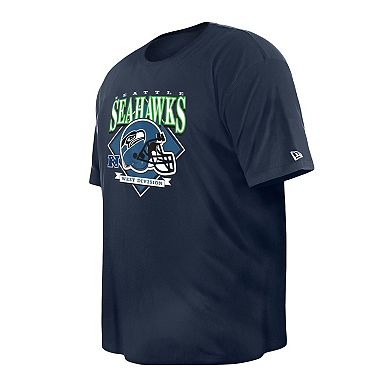 Men's New Era College Navy Seattle Seahawks Big & Tall Helmet Historic Mark T-Shirt